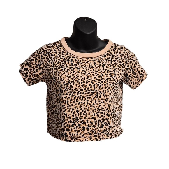 wild fable Tops - Wild Fable Target Leopard Print Crop Top Short Sleeve Cotton Tee XS 2020